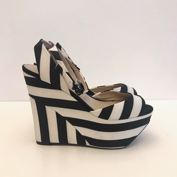 black and white striped wedges